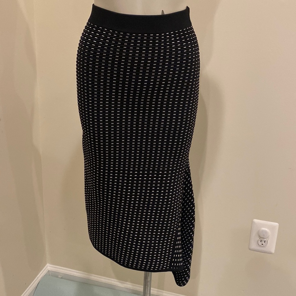 Jonathan Simkhai Black White MIDI skirt w side drape sz S